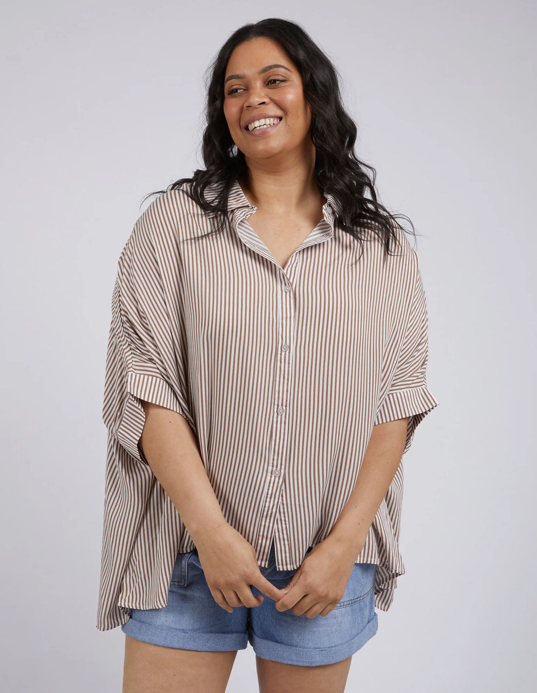 Luna Shirt Mocha & White Stripe