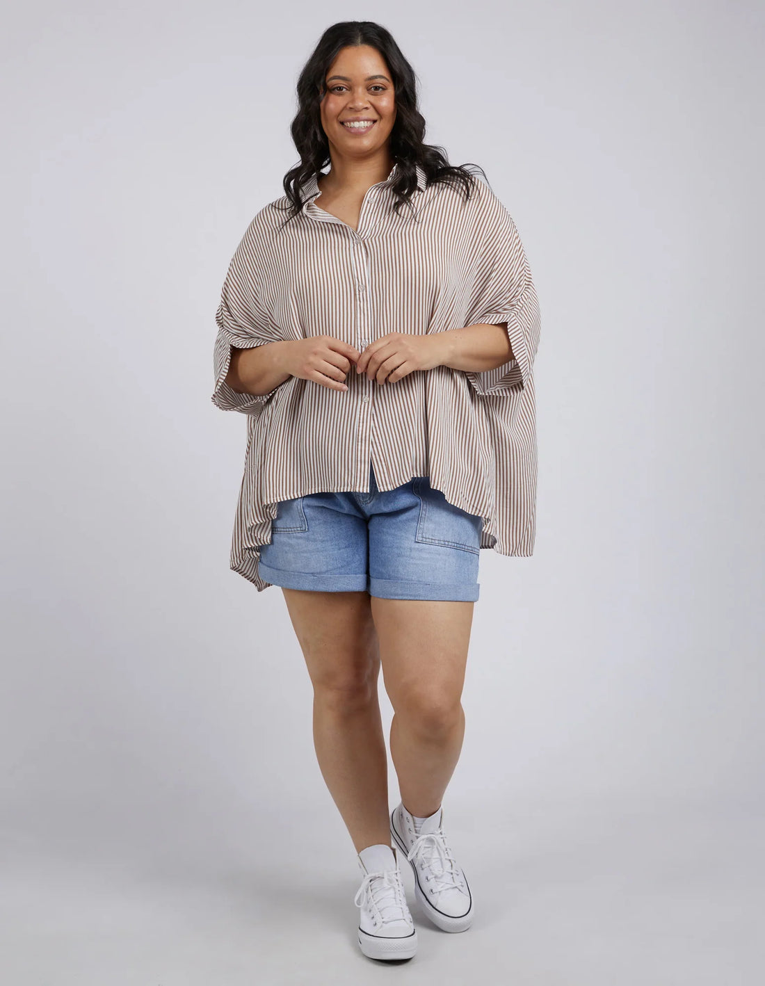 Luna Shirt Mocha & White Stripe
