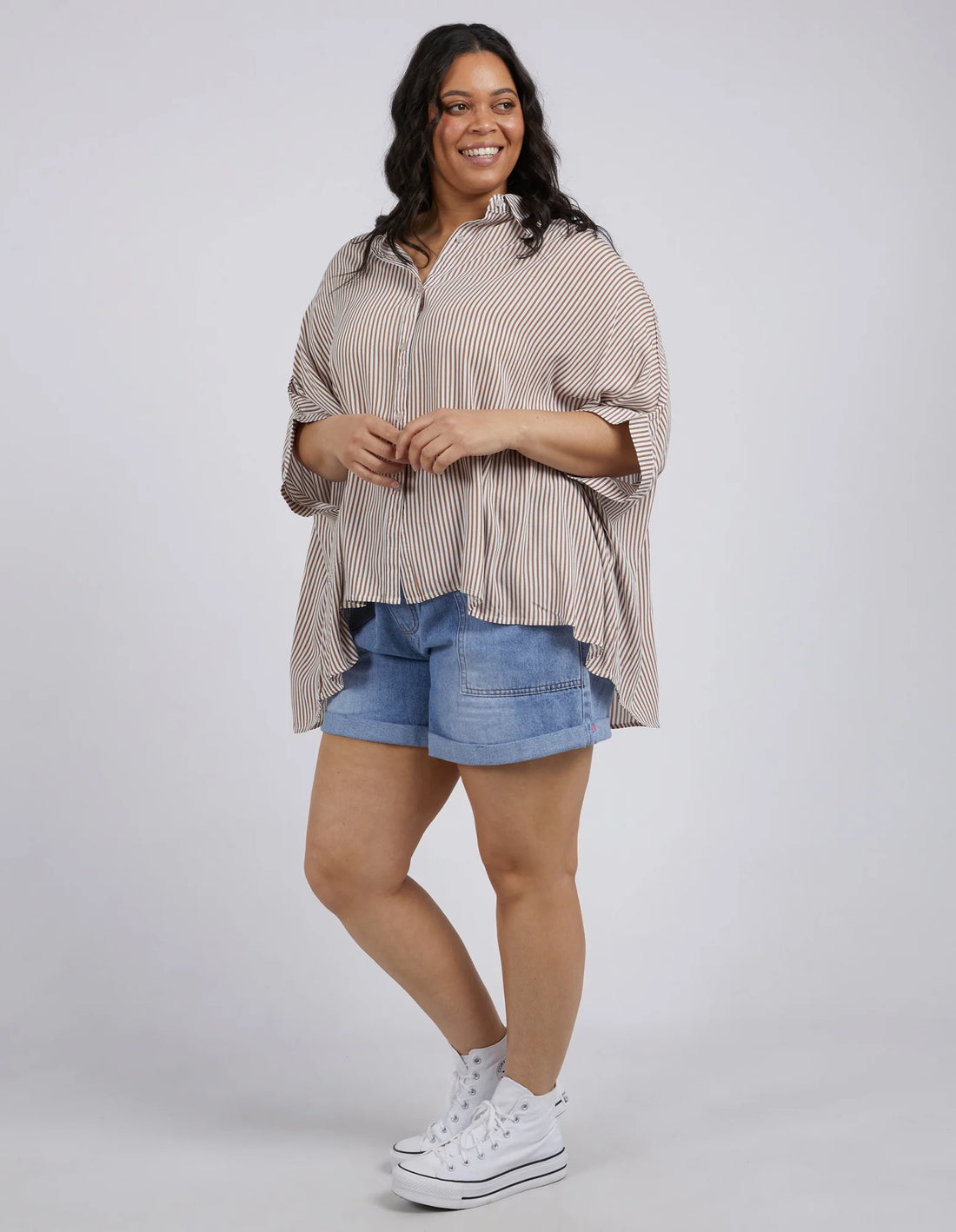 Luna Shirt Mocha & White Stripe
