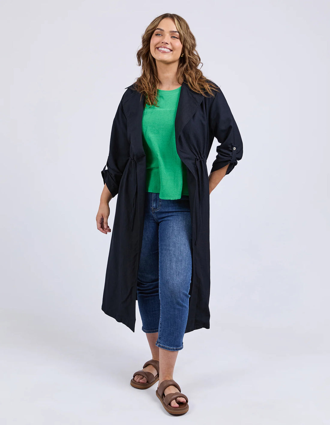 Navy Linen Trench