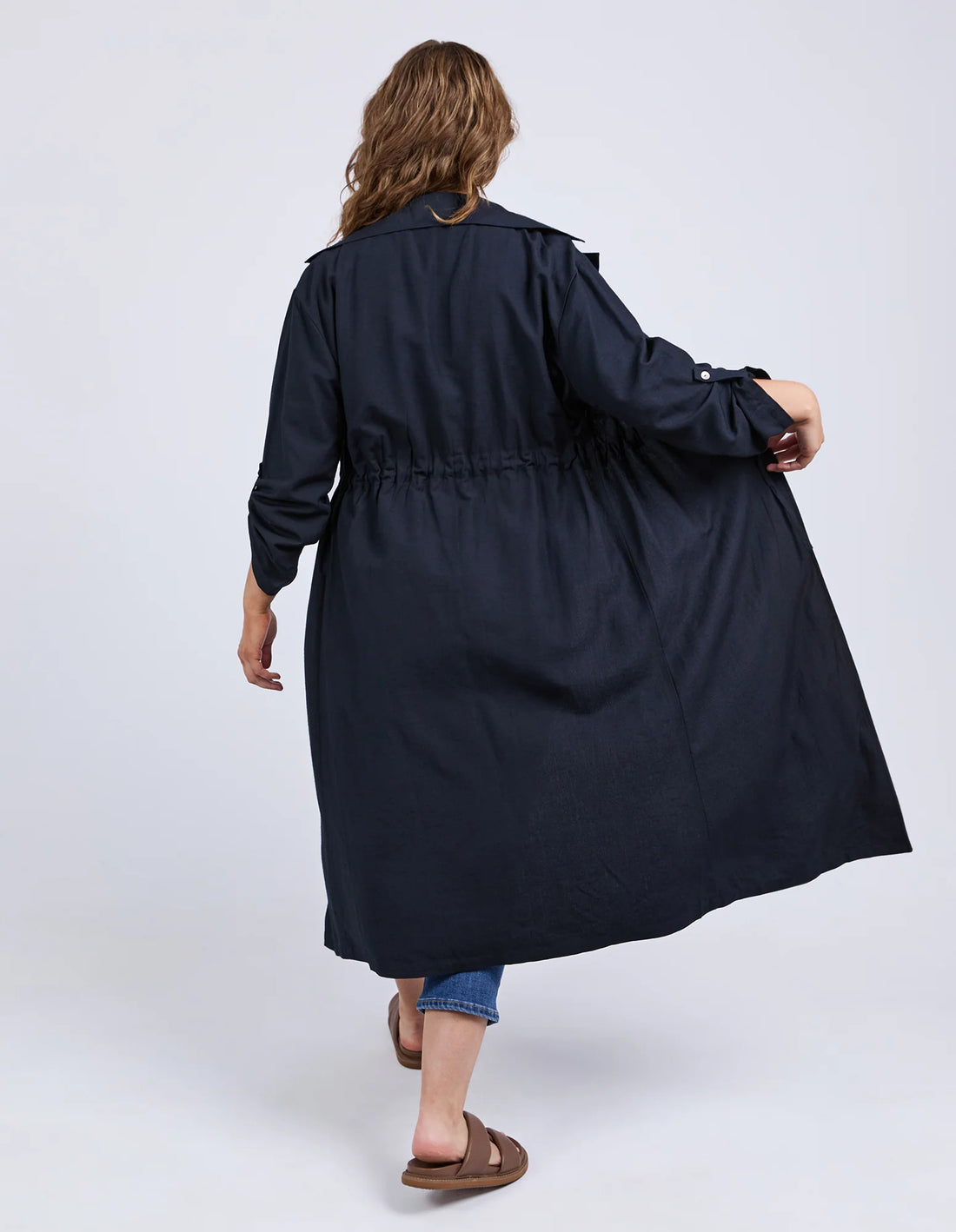 Navy Linen Trench
