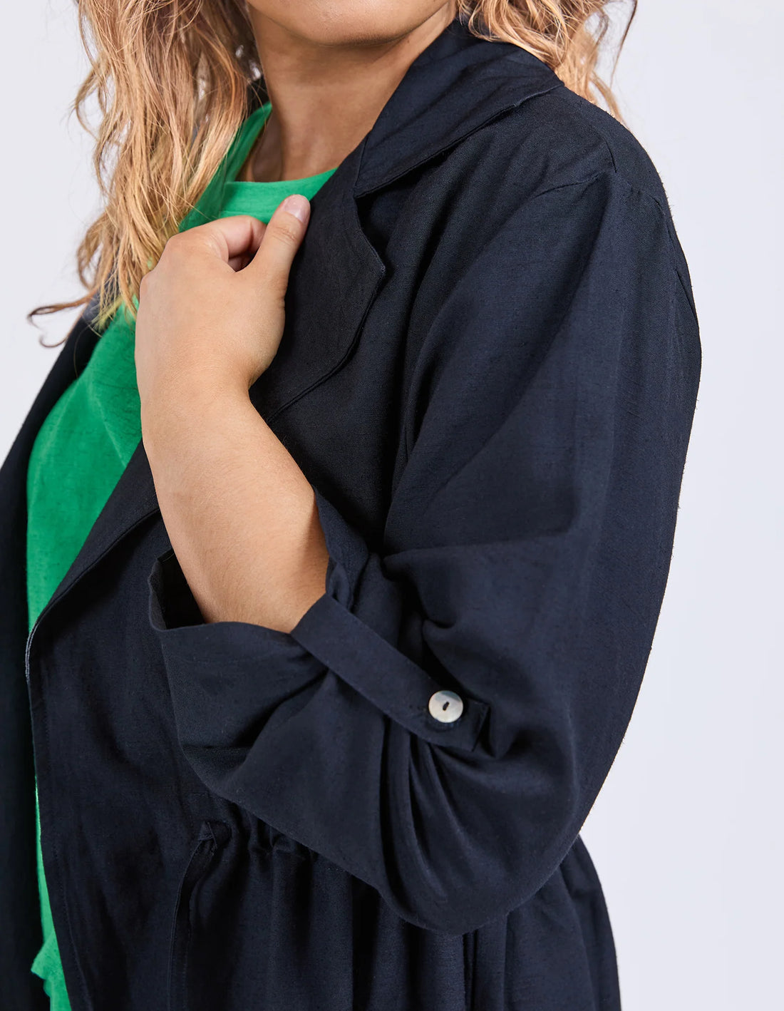 Navy Linen Trench