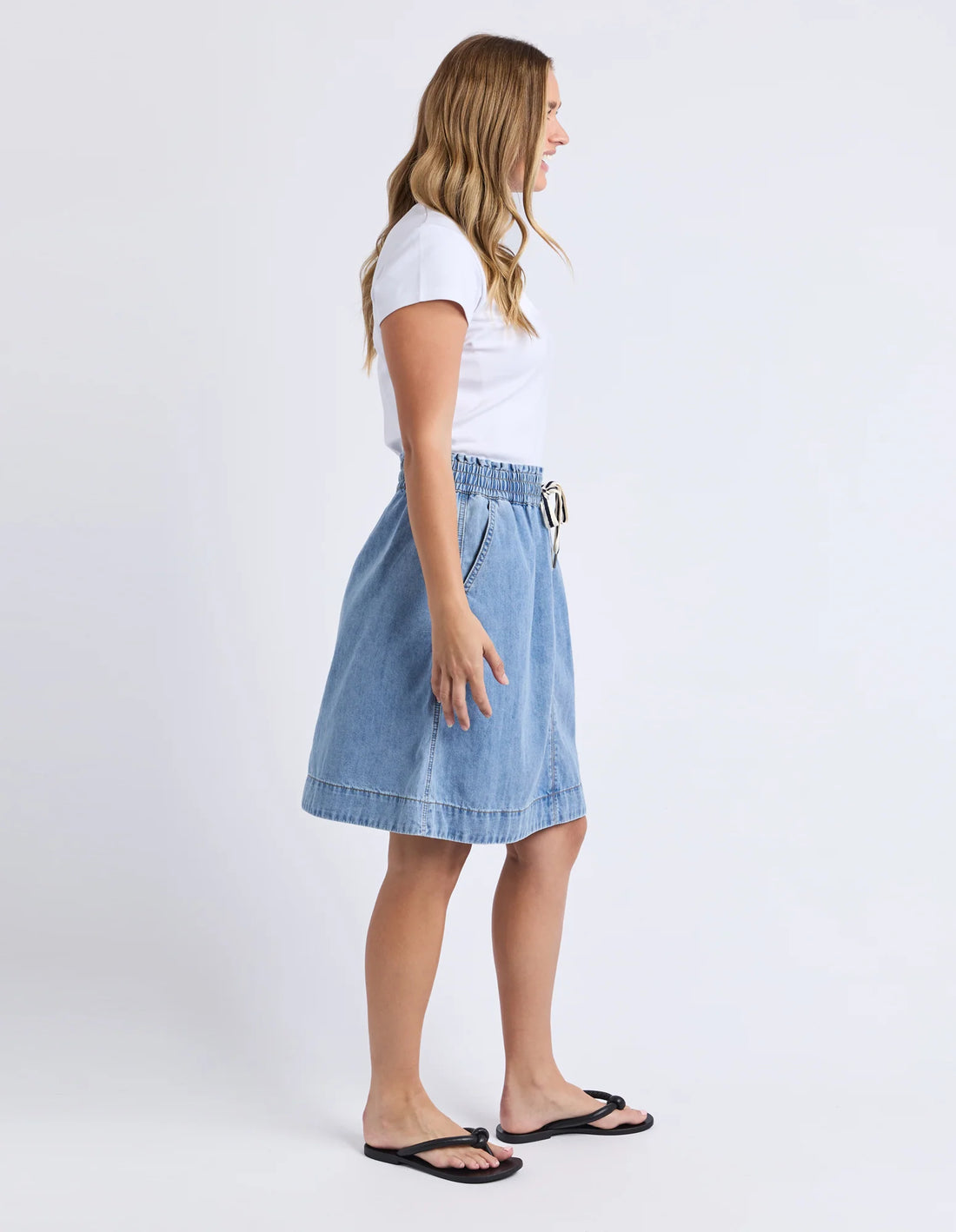 Paisley Denim Skirt - Light Blue Wash