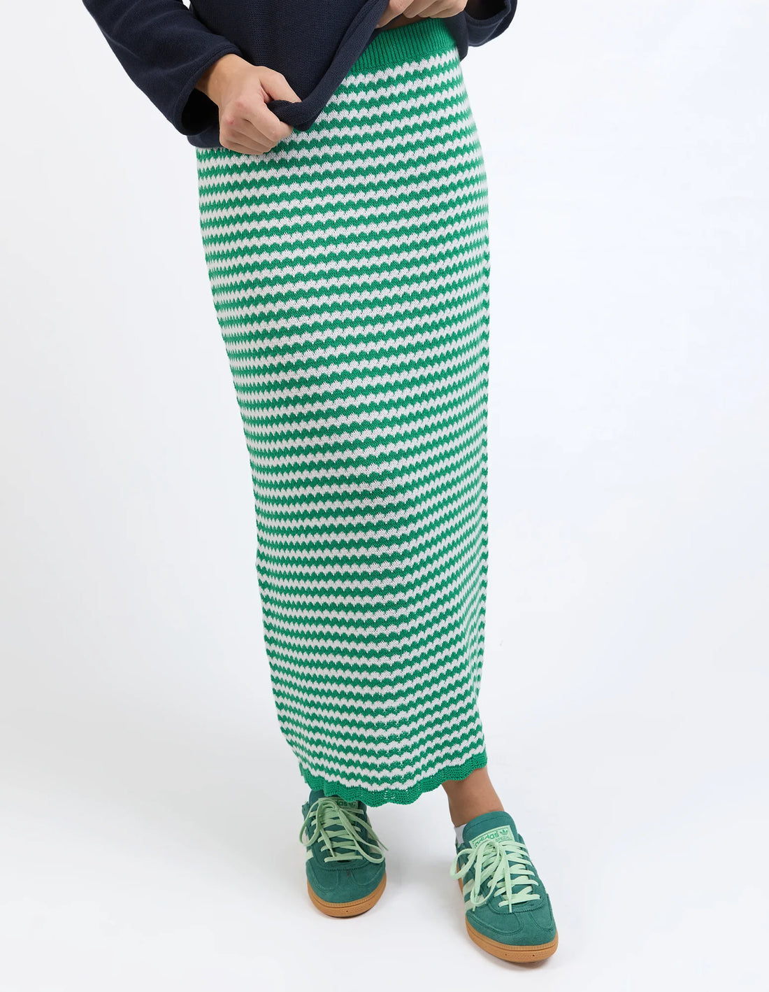 closer look to Rosie Stripe Skirt - Pine Green stripe design