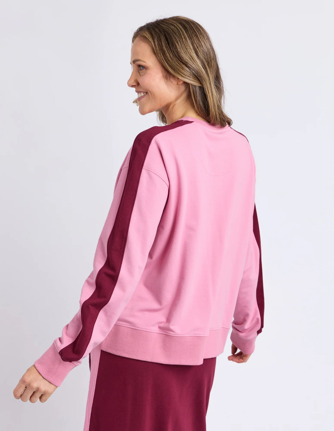 Sloane Fleece Crew - Quartz Pink/Plum Trim