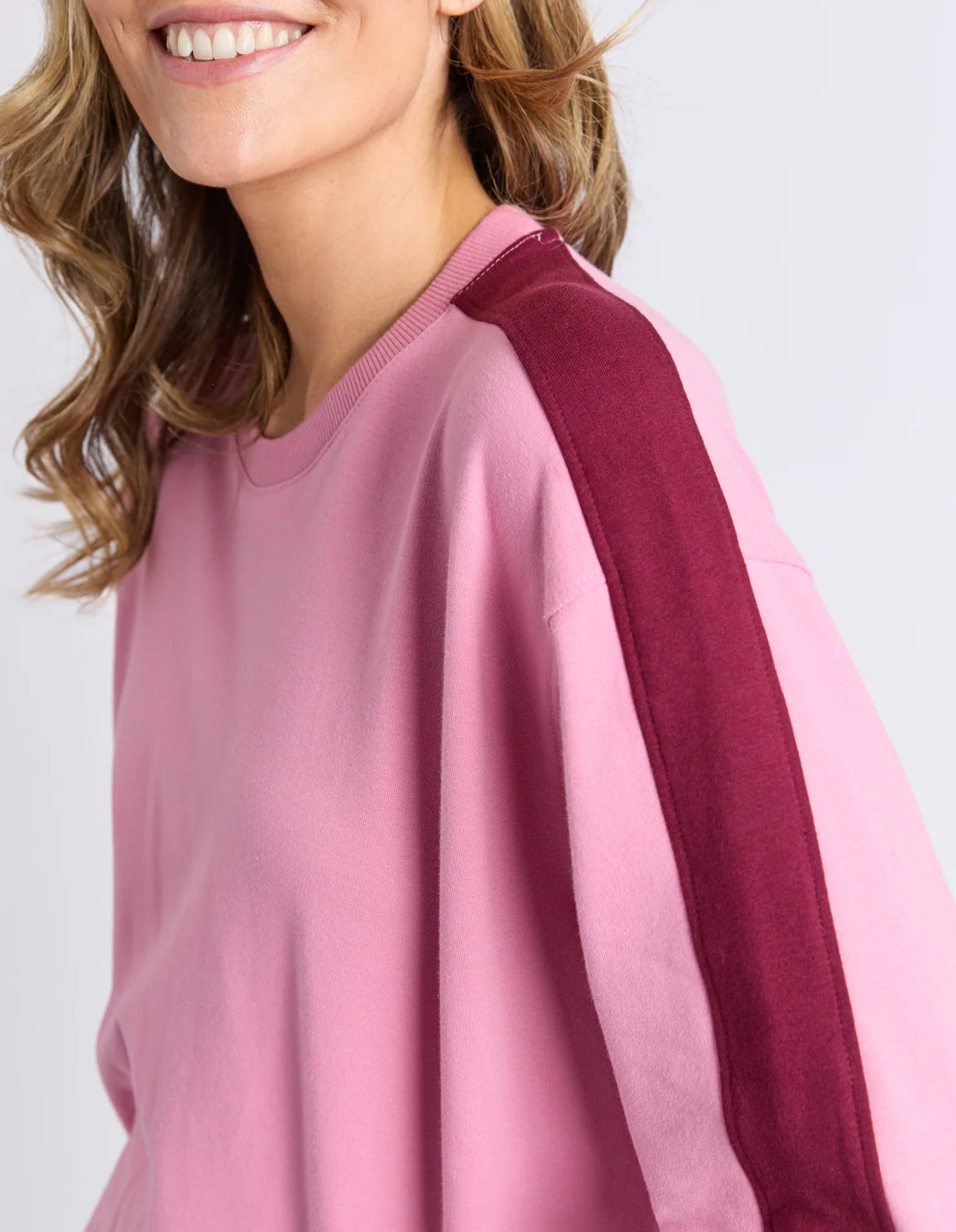 Sloane Fleece Crew - Quartz Pink/Plum Trim