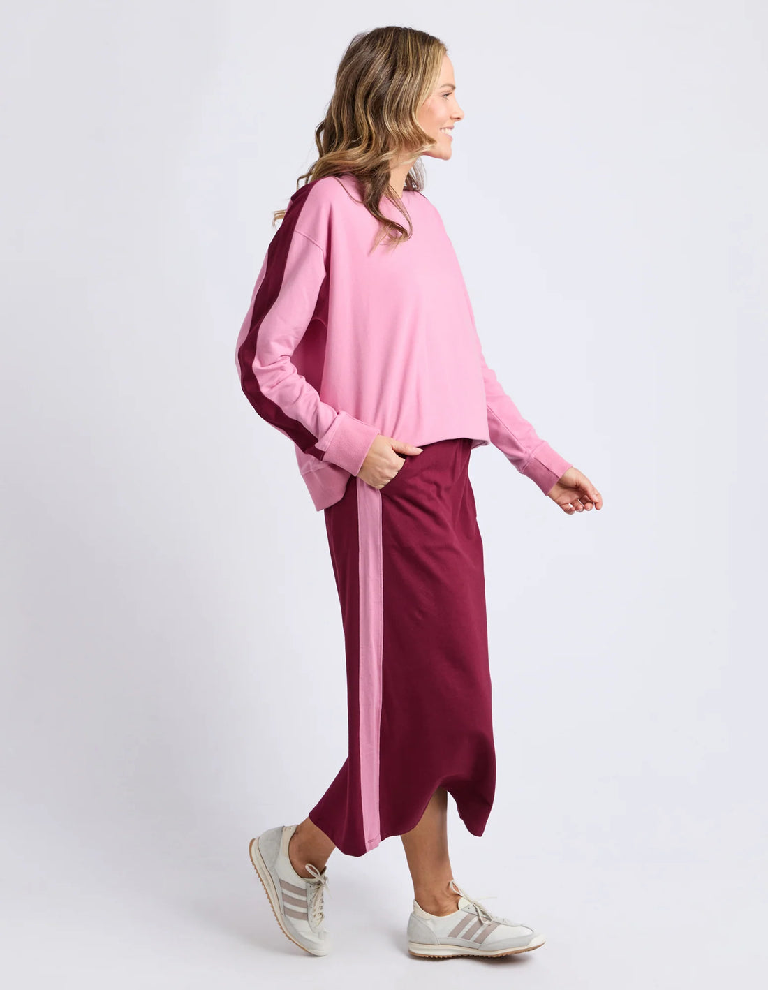 Sloane Fleece Crew - Quartz Pink/Plum Trim