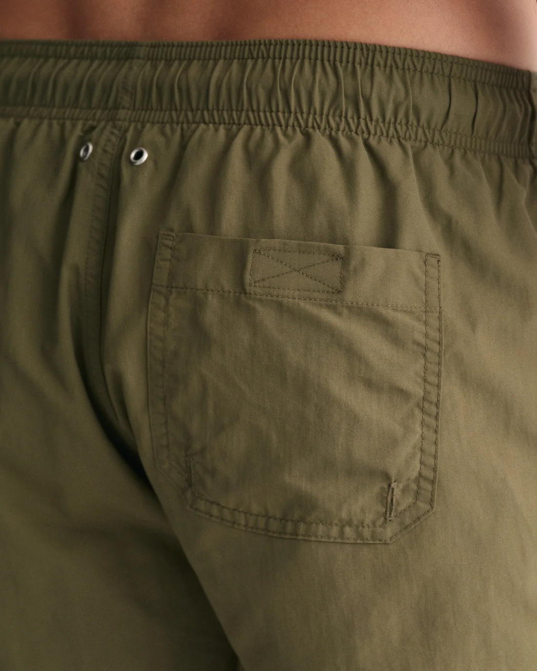Back pocket of gant basic swim shorts juniper green