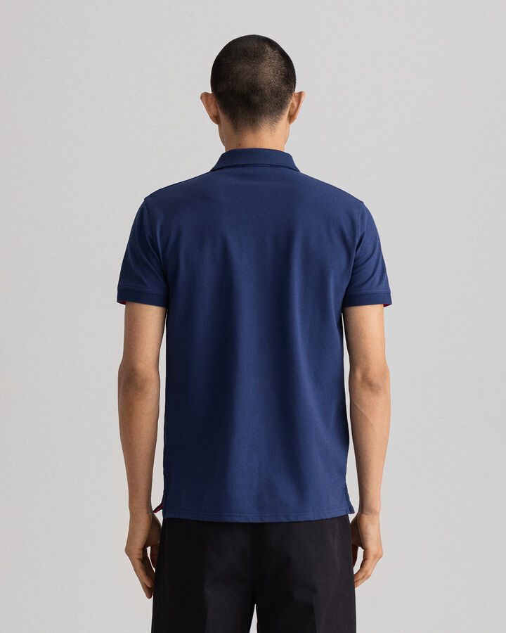 Contrast Collar Pique Polo Shirt - Persian Blue