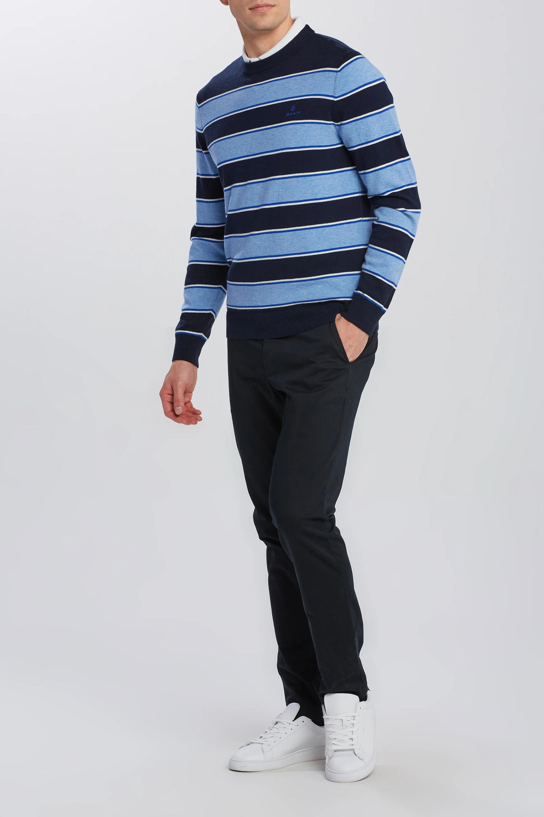 Cotton Merino Stripe Crew