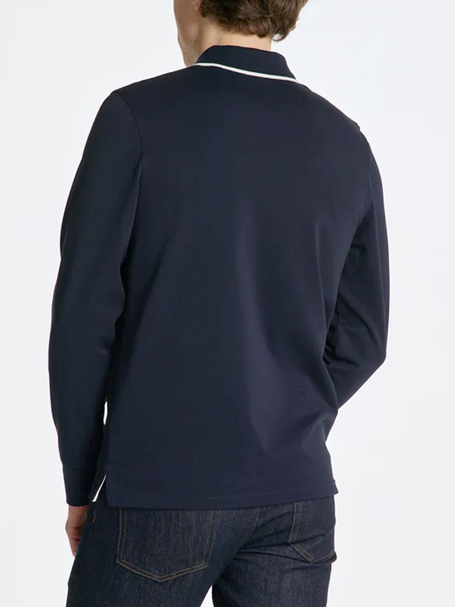 Pique Long Sleeve Polo - Evening Blue