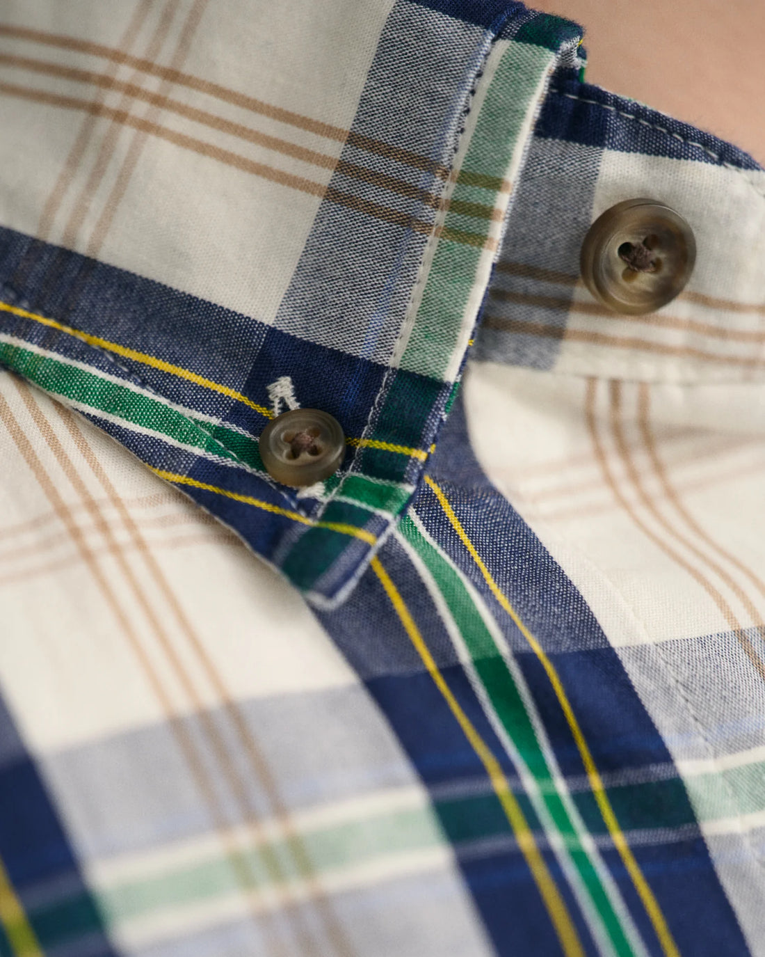 Regular Fit Checked Archive Poplin Shirt - Eggshell