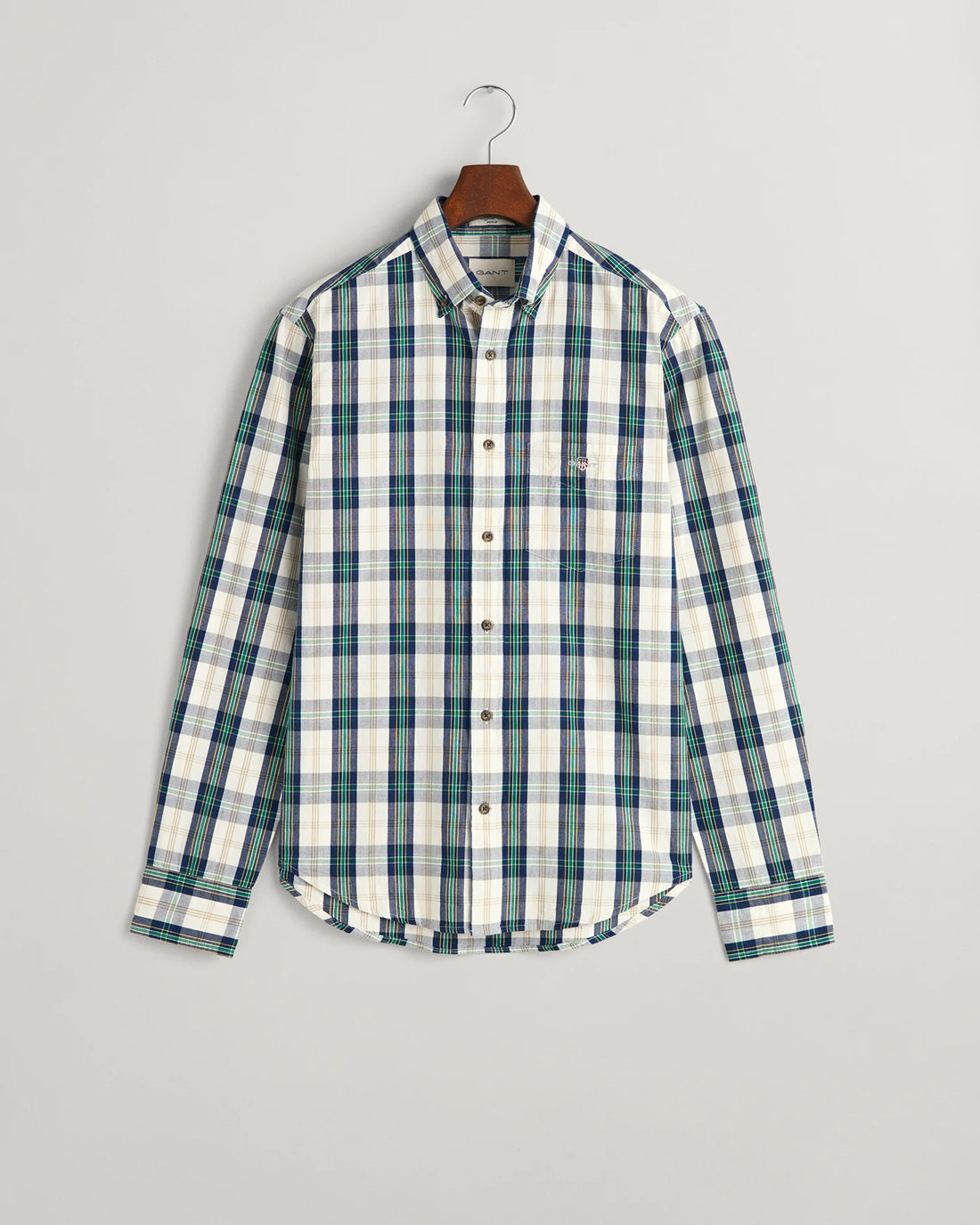 Regular Fit Checked Archive Poplin Shirt - Eggshell