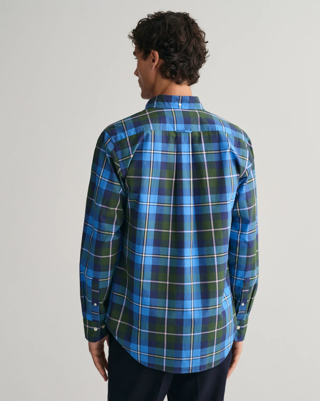 Regular Fit Poplin Large Check Shirt - Forest Green