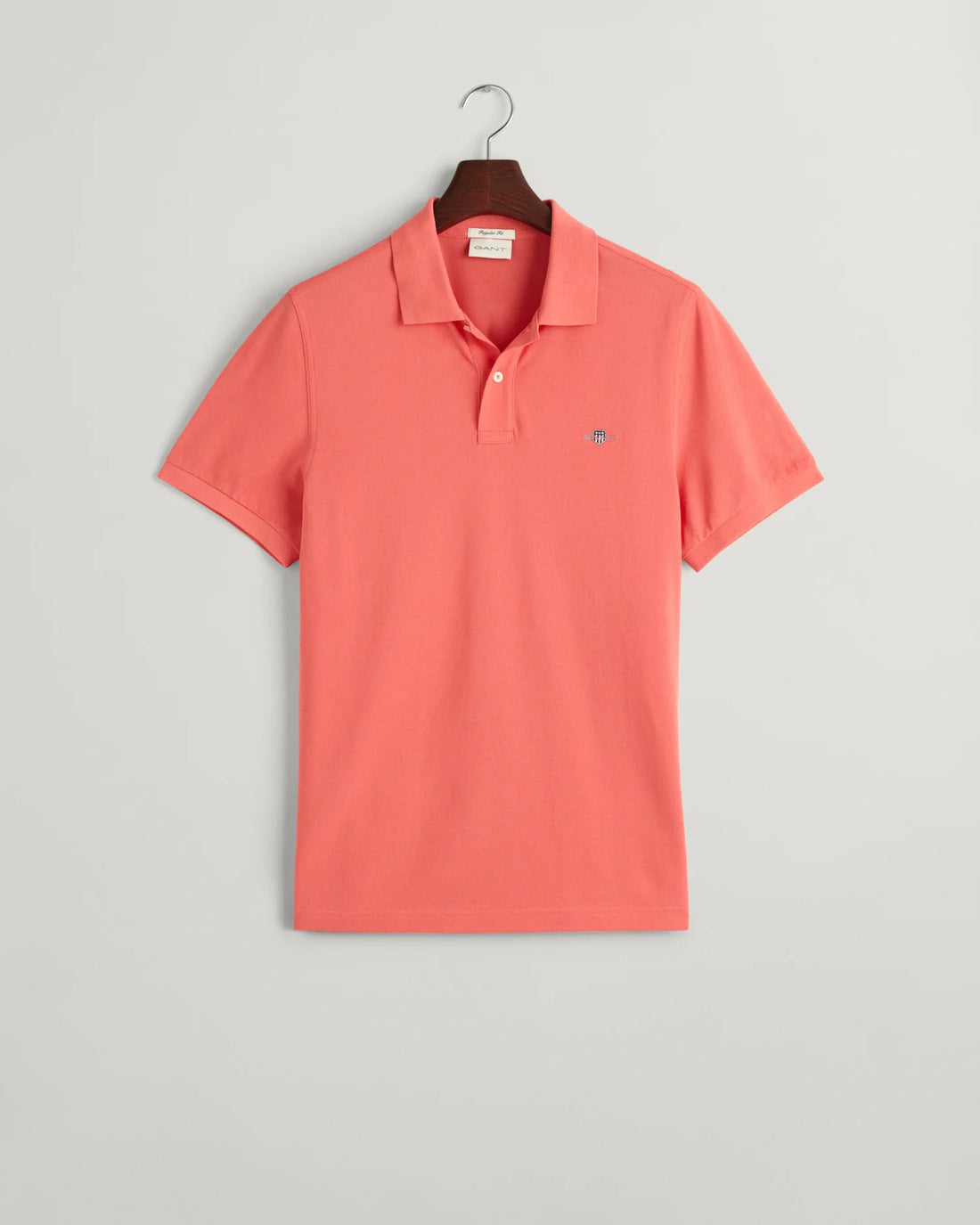 gant regular fit shield pique polo shirt in sunset pink in hanger