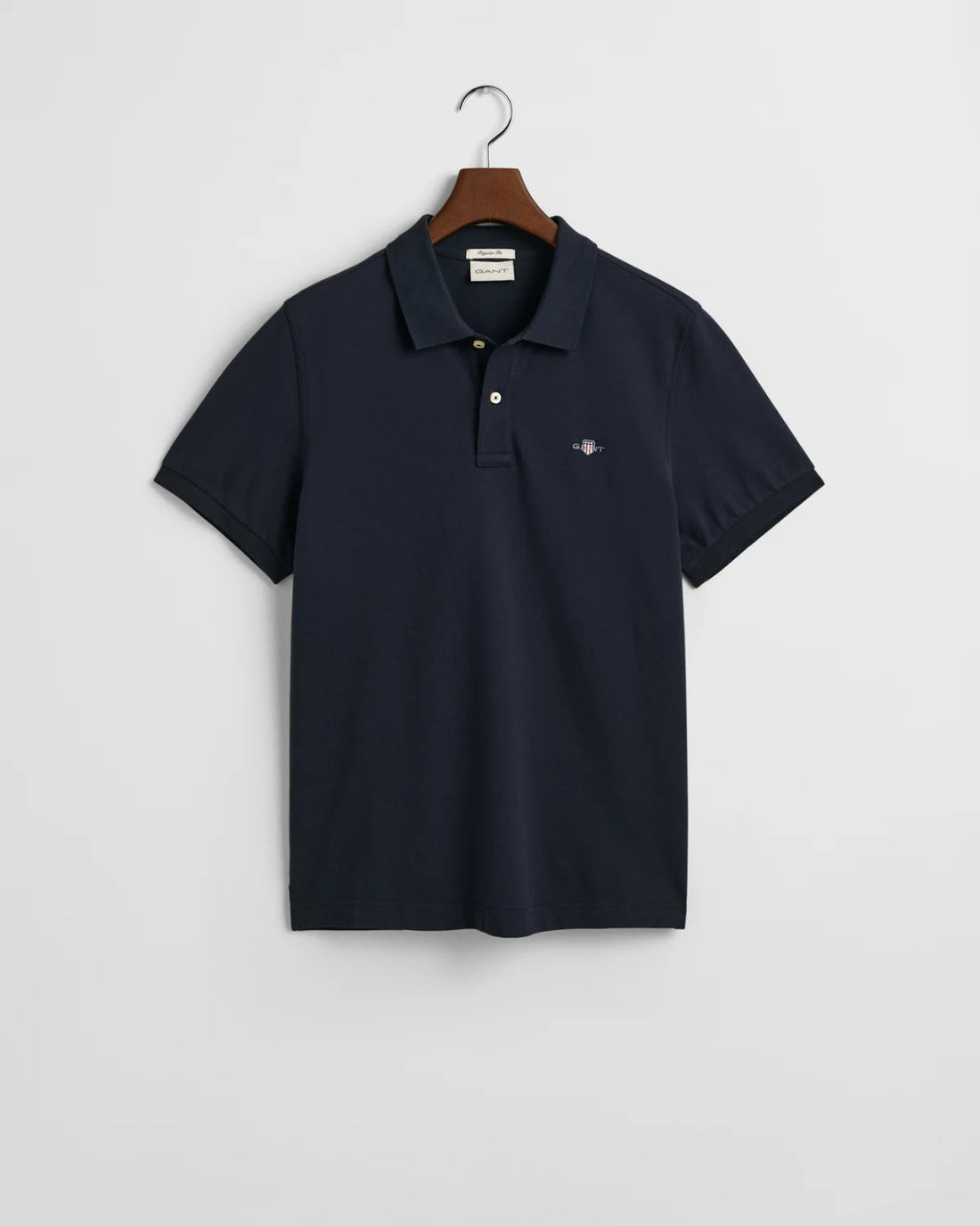 Regular Fit Shield Short Sleeve Pique Polo - Evening Blue
