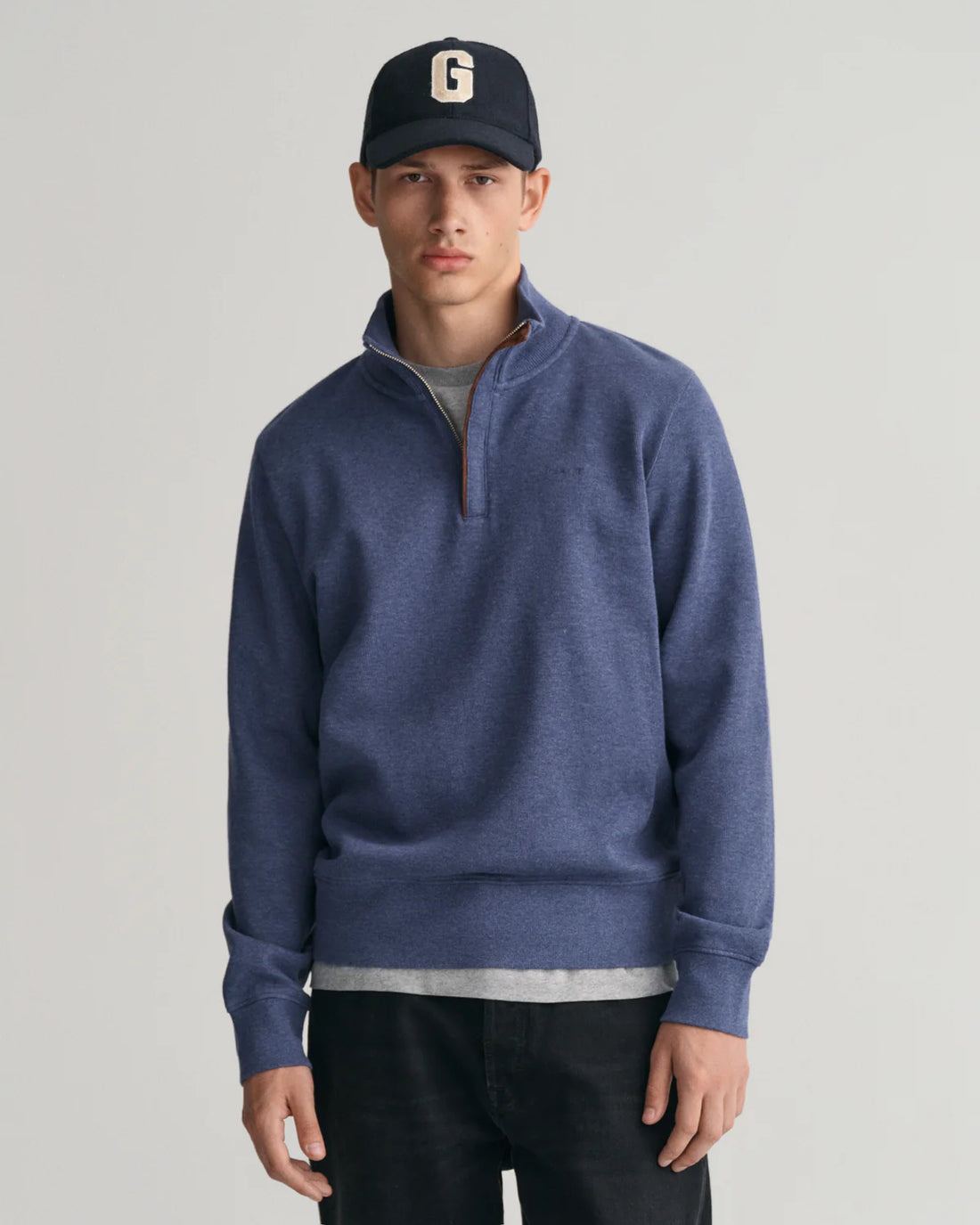 Sacker Rib Half Zip Sweatshirt - Dark Jeansblue Melange