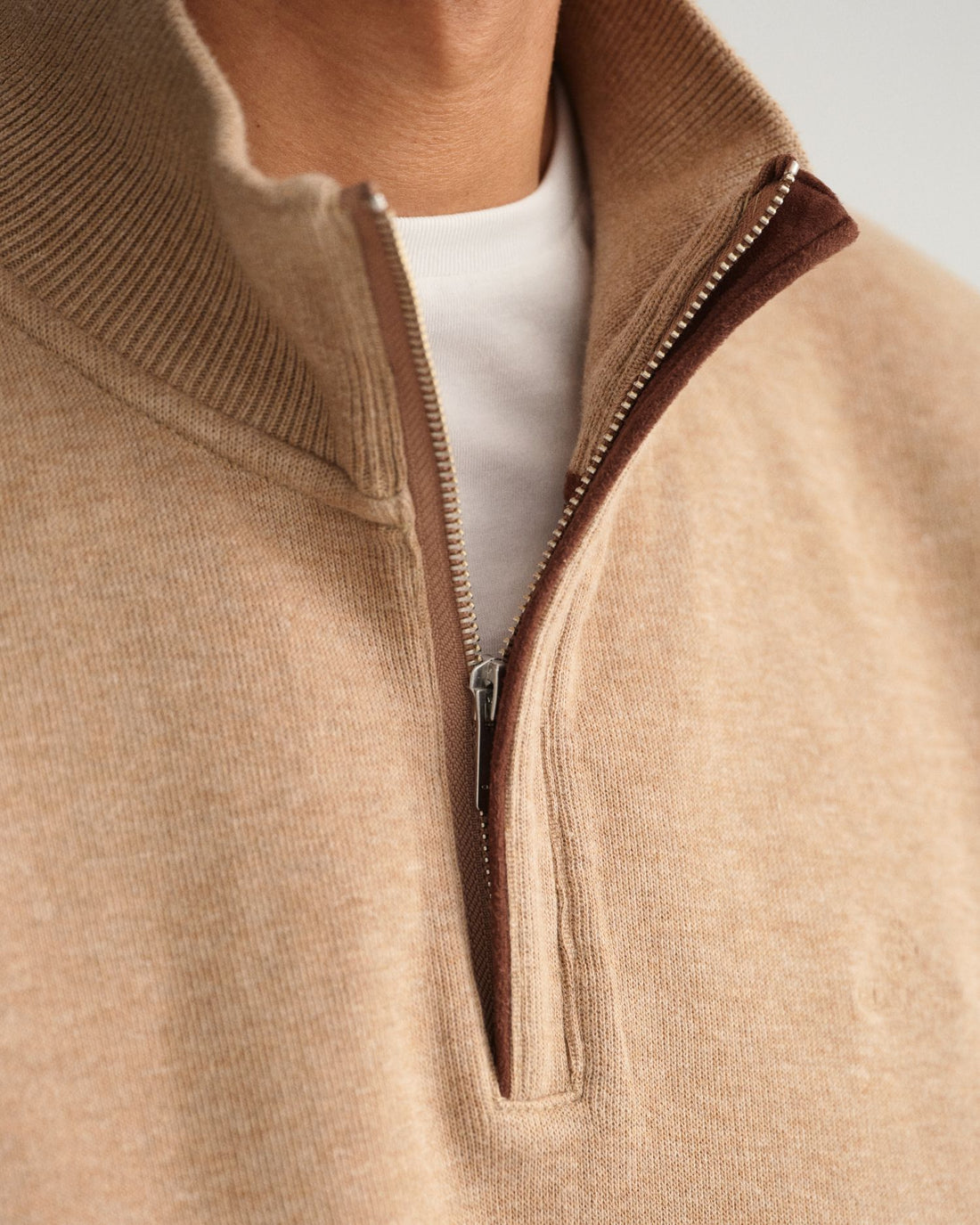 Sacker Rib Half Zip - Khaki Melange