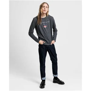 Shield Long Sleeve T-Shirt - Charcoal Melange