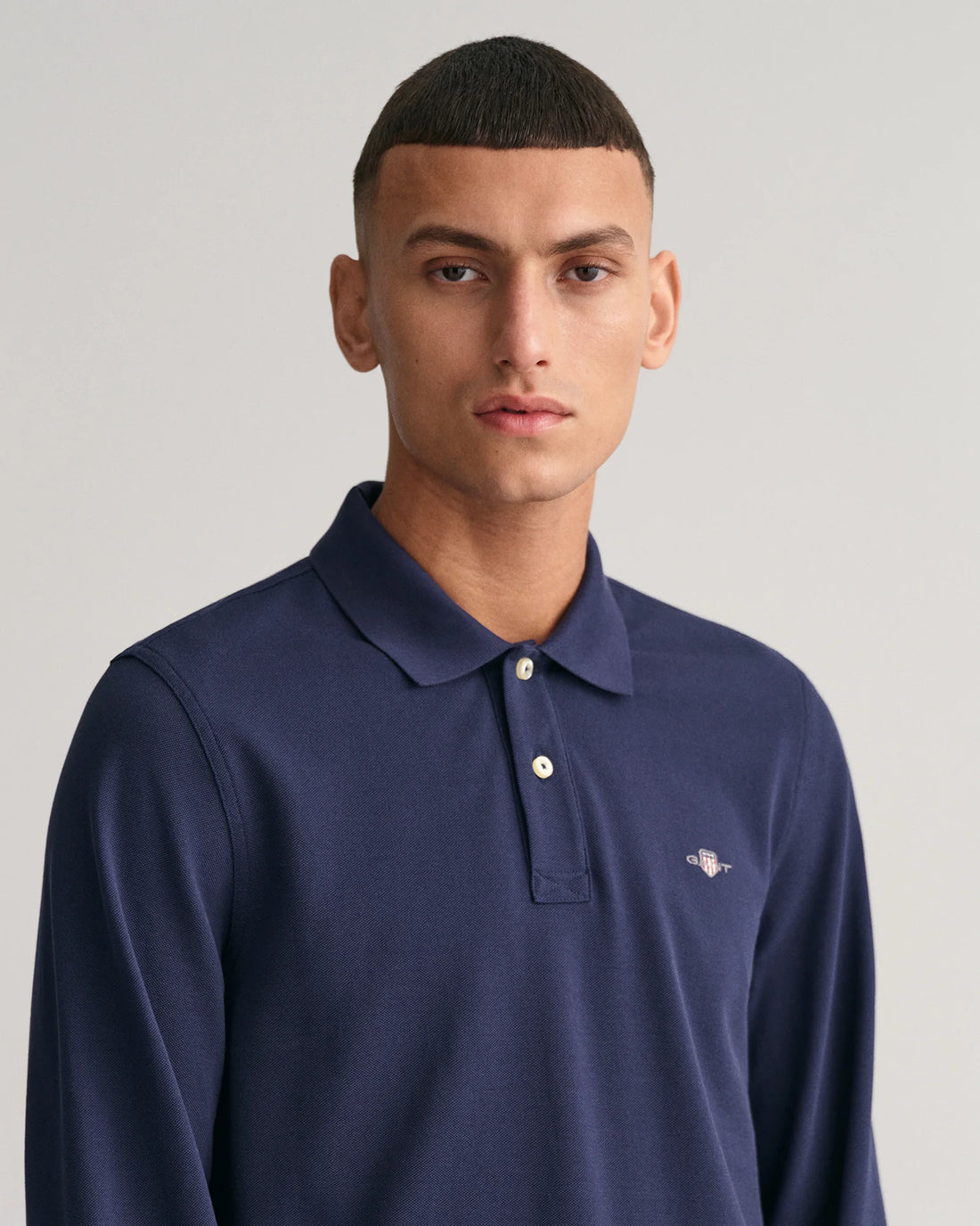 Shield Pique Longsleeve Rugger - Evening Blue