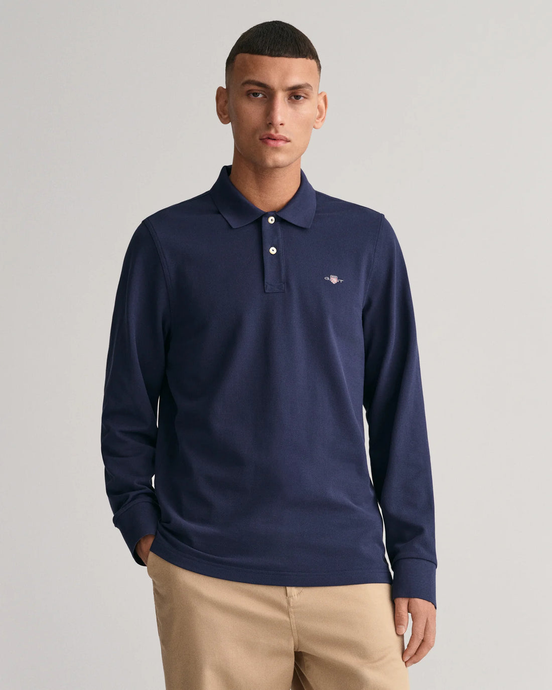 Shield Pique Longsleeve Rugger - Evening Blue