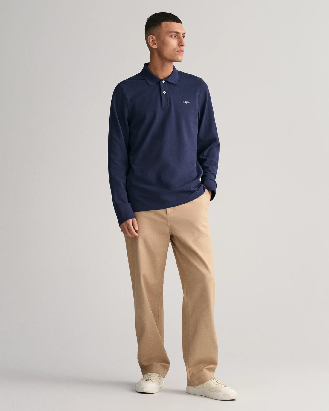 Shield Pique Longsleeve Rugger - Evening Blue
