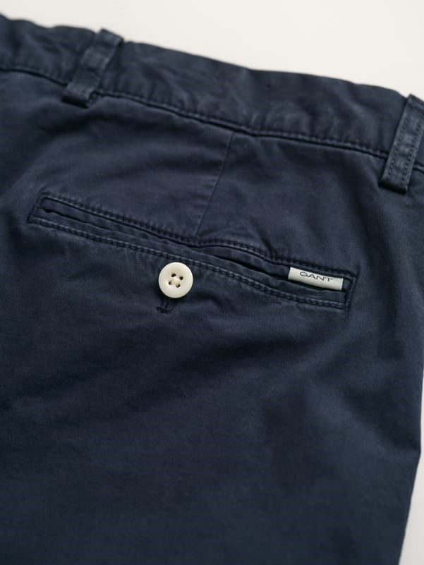 back pocket of gant sunfaded shorts in marine