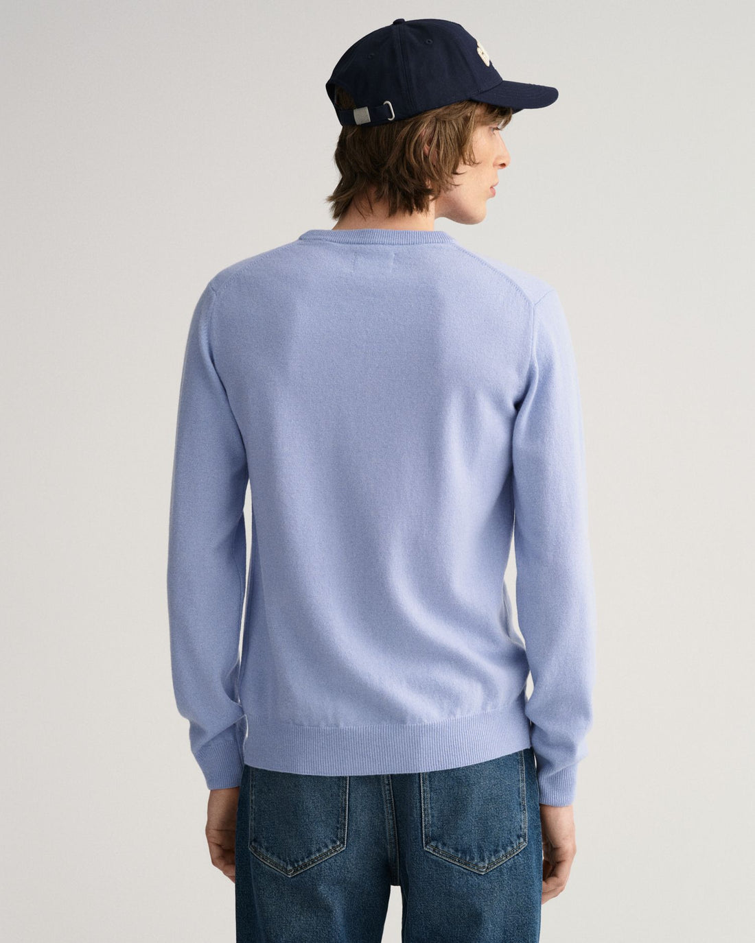 Super Fine Lambswool Crew - Lake Blue