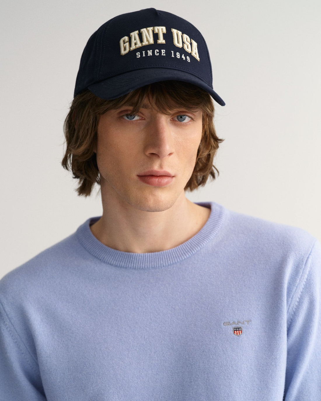 Super Fine Lambswool Crew - Lake Blue