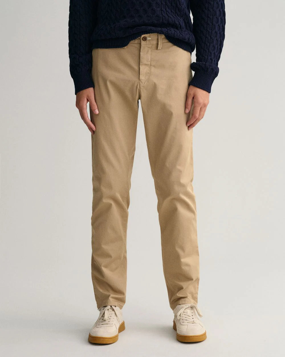 Hallden Slim Fit Twill Chino - Dark Khaki