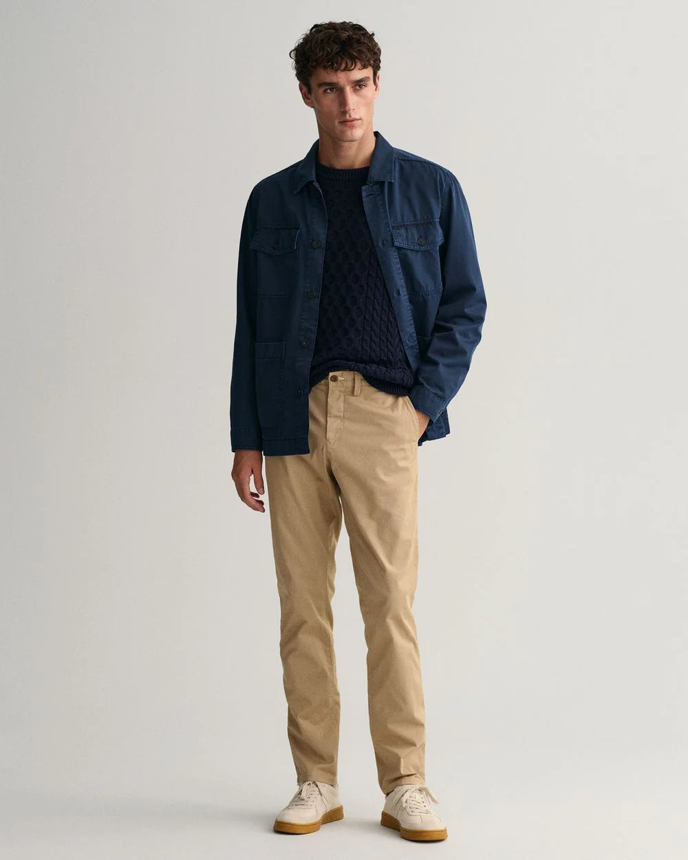 Hallden Slim Fit Twill Chino - Dark Khaki
