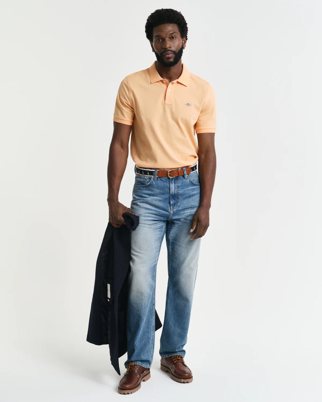 Regular Fit Shield Short Sleeve Pique Polo - Peachy Orange