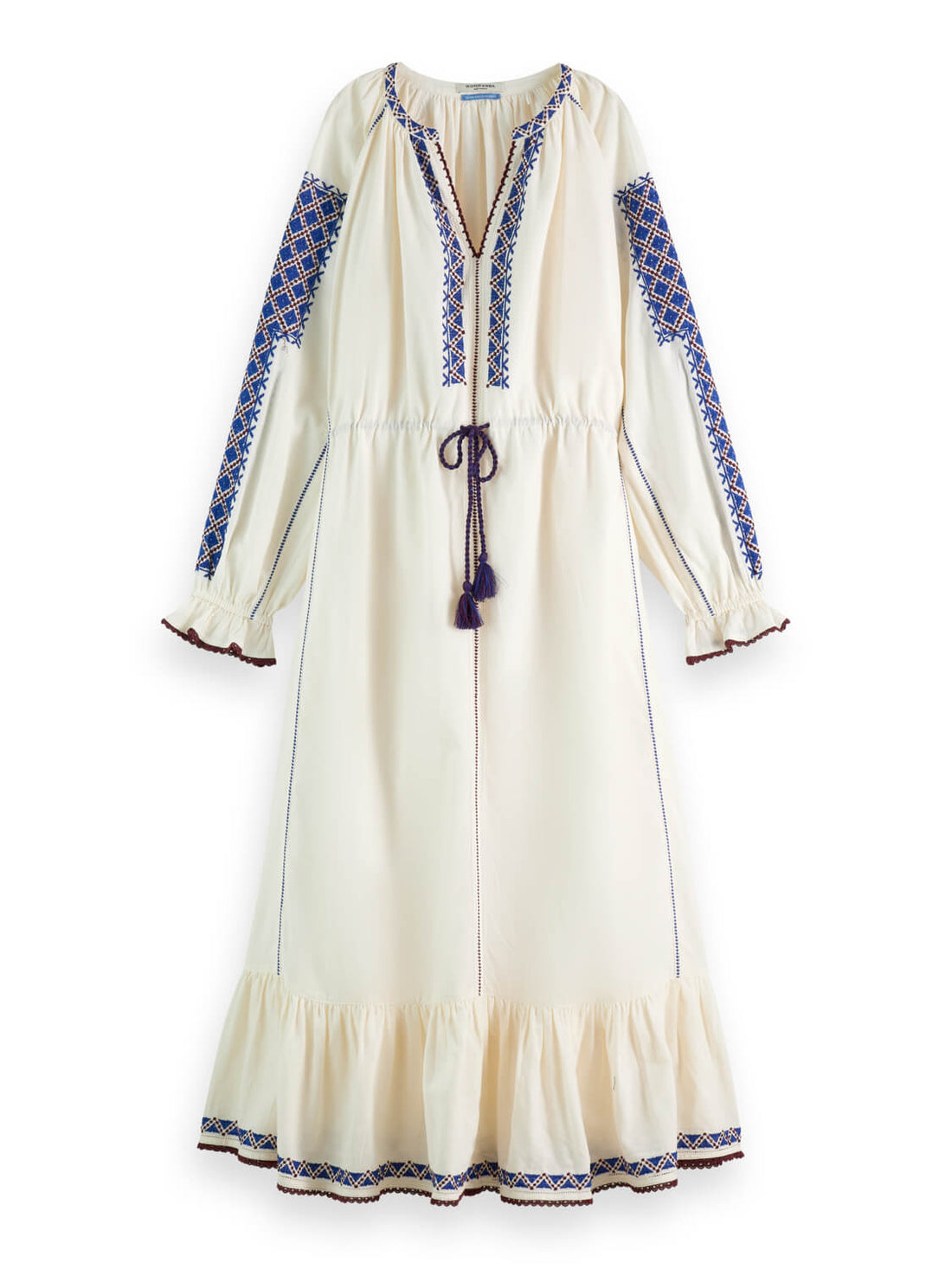 Embroidered Maxi Dress - Soft Ice front details