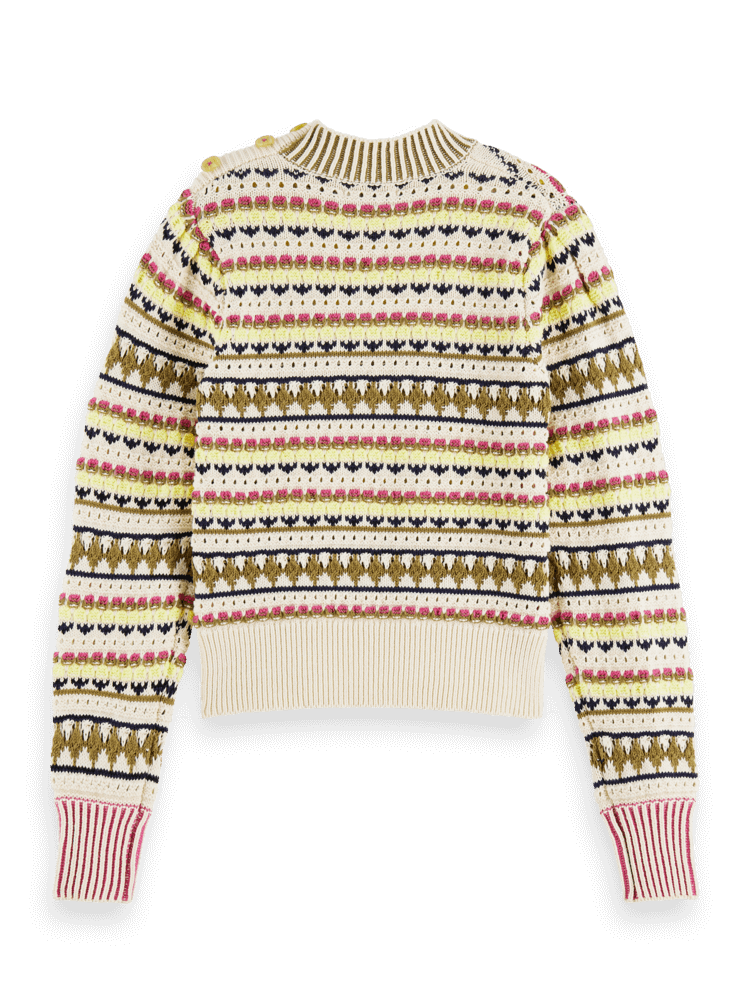 Mixed Stitch Blend Pullover - White Sand