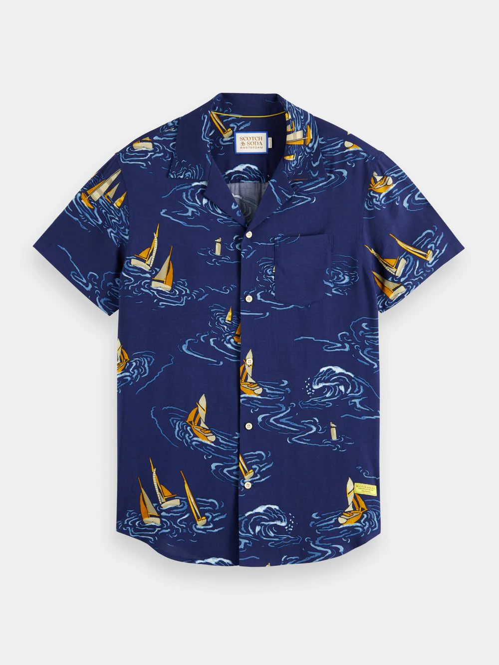 Regular-fit printed camp shirt - Boats AOP 175502