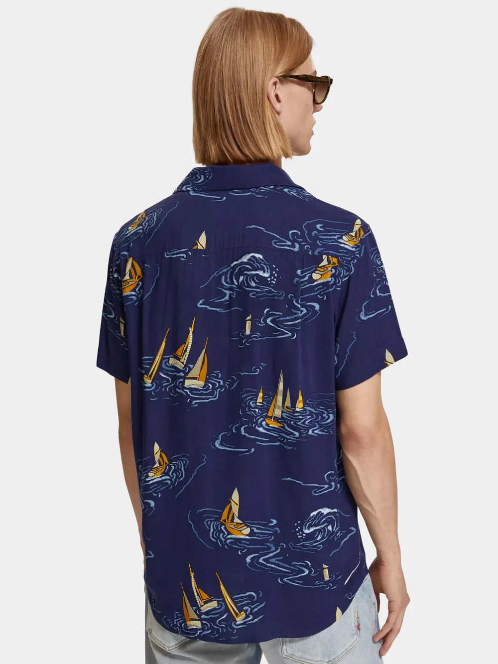 Regular-fit printed camp shirt - Boats AOP 175502