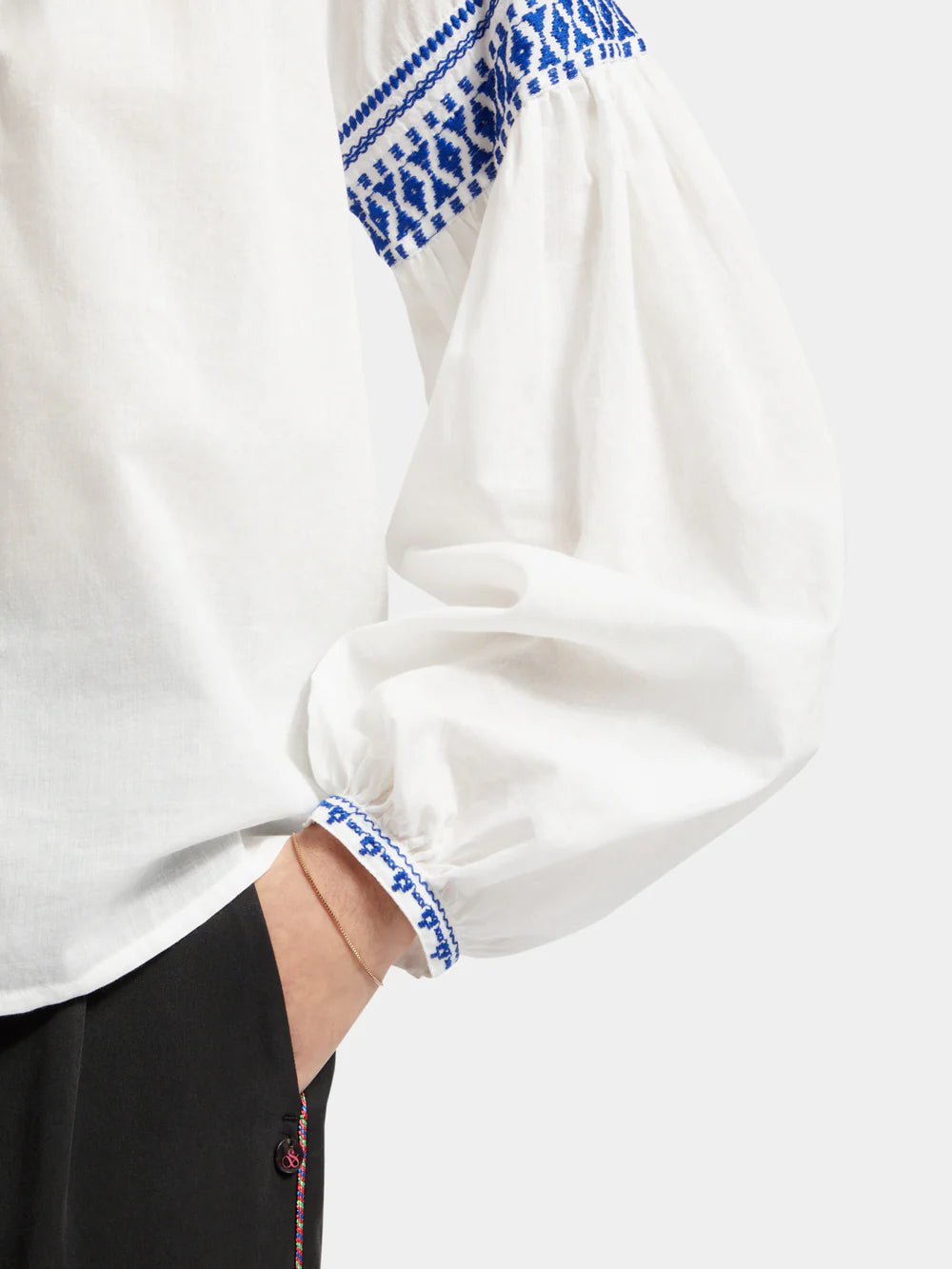 177180 - Balloon Sleeve Top with Tape Detail