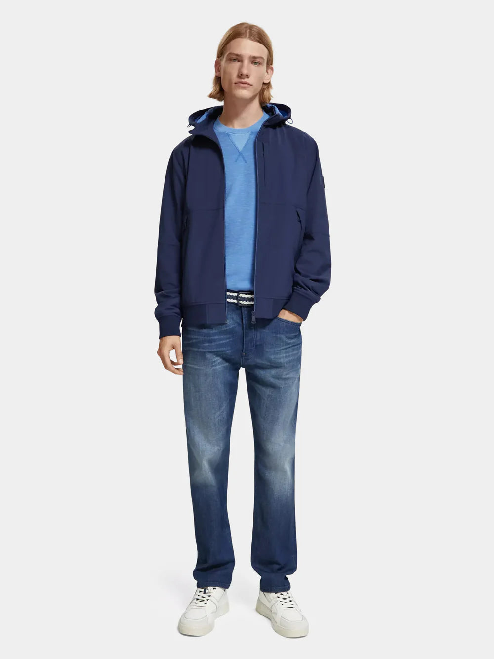 Classic Hooded Soft-Shell Jacket - Navy Blue 175397