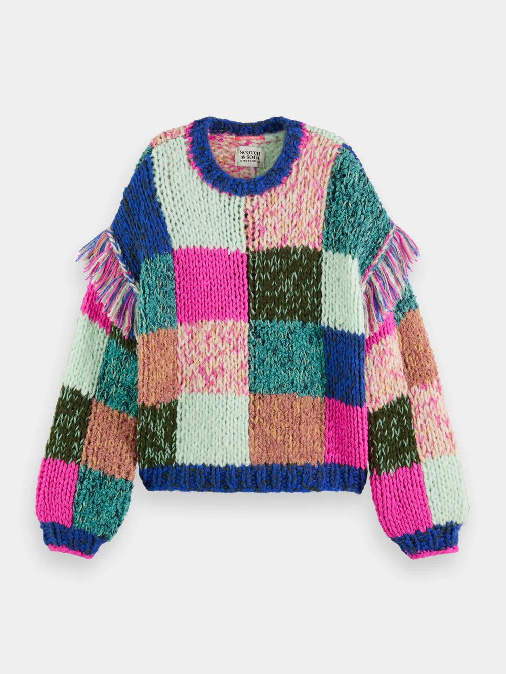 Colour Block Hand Knitted Pullover - 174797