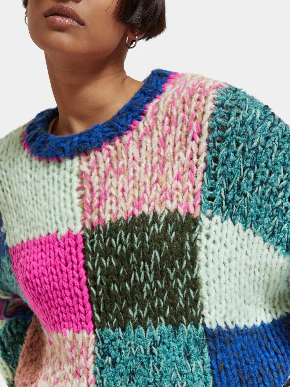 Colour Block Hand Knitted Pullover - 174797