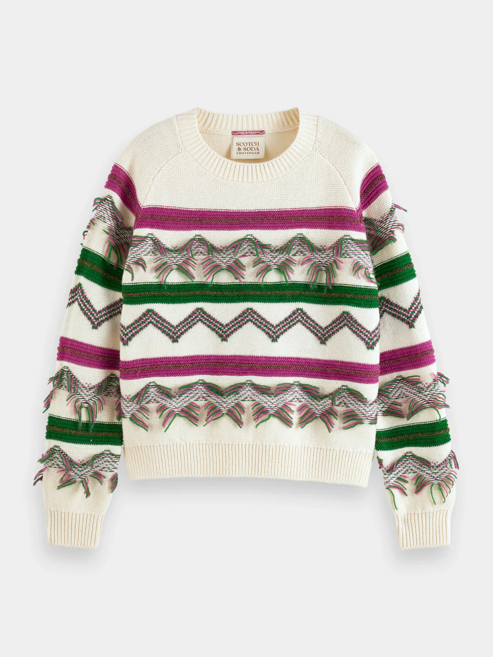 Fringe Jacquard Pullover - Soft Ice 176350