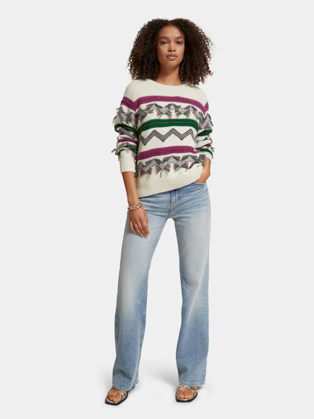 Fringe Jacquard Pullover - Soft Ice 176350