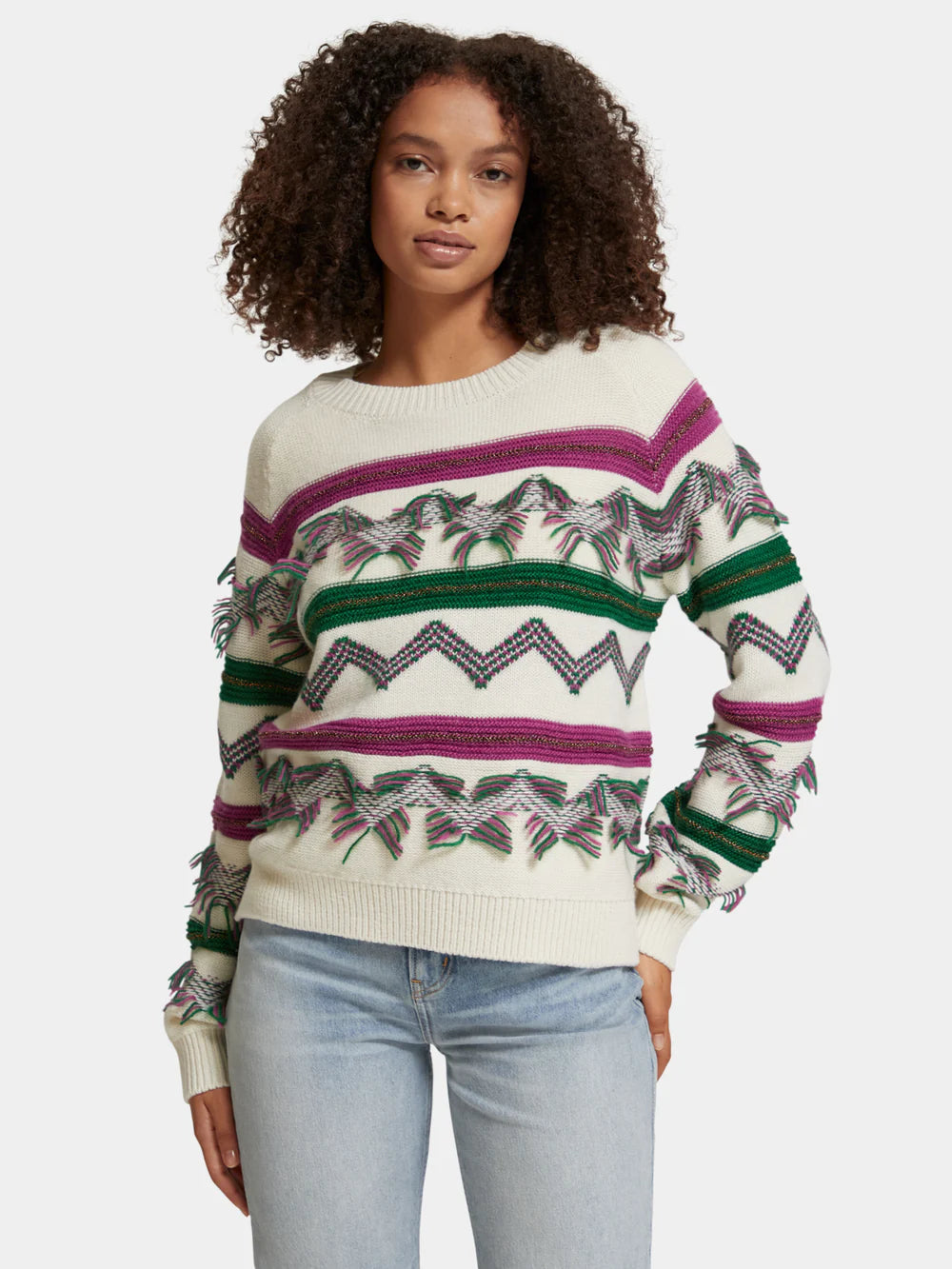 Fringe Jacquard Pullover - Soft Ice 176350