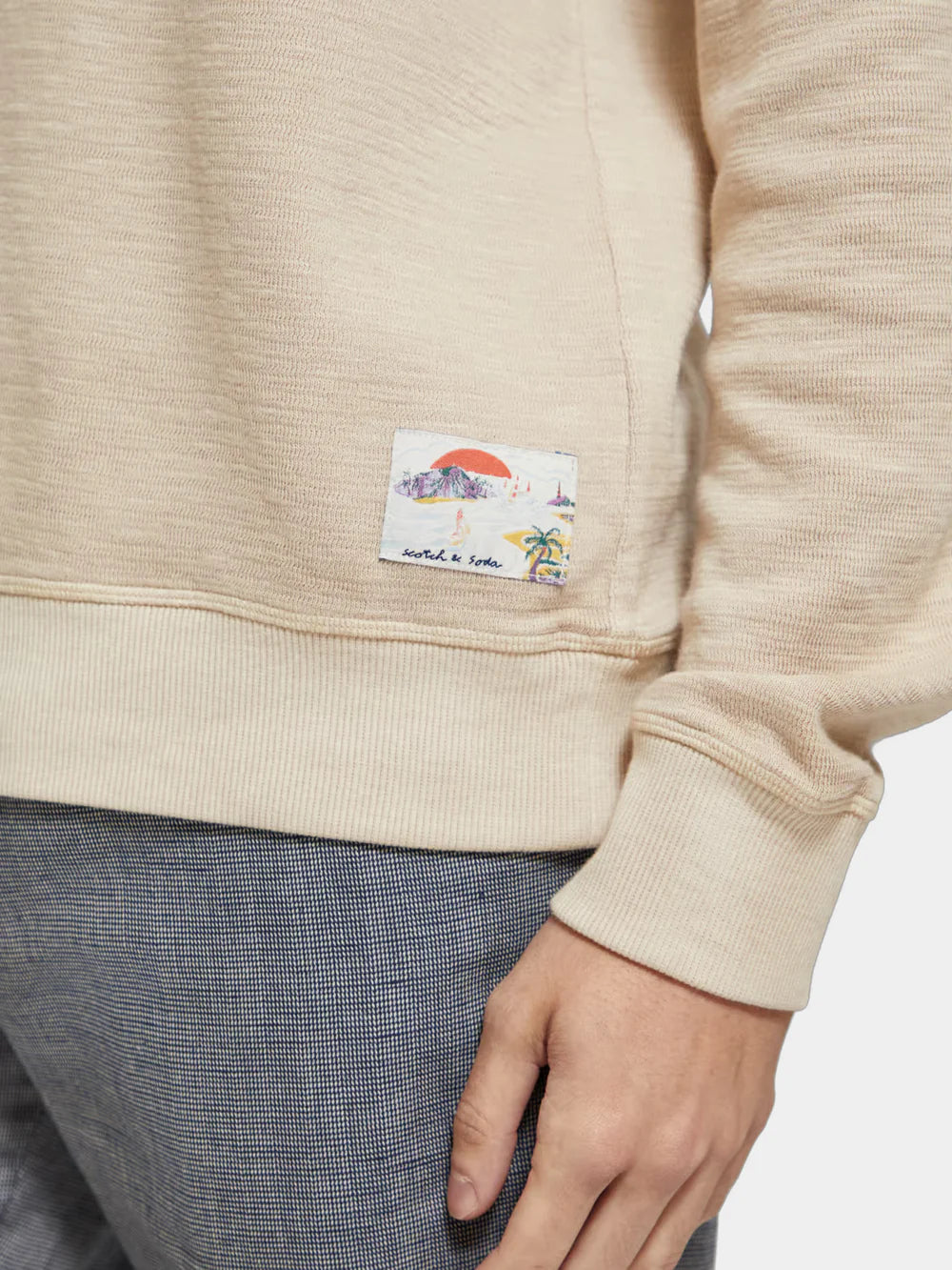 Garment-dyed Structured Sweatshirt - Pebble 175667