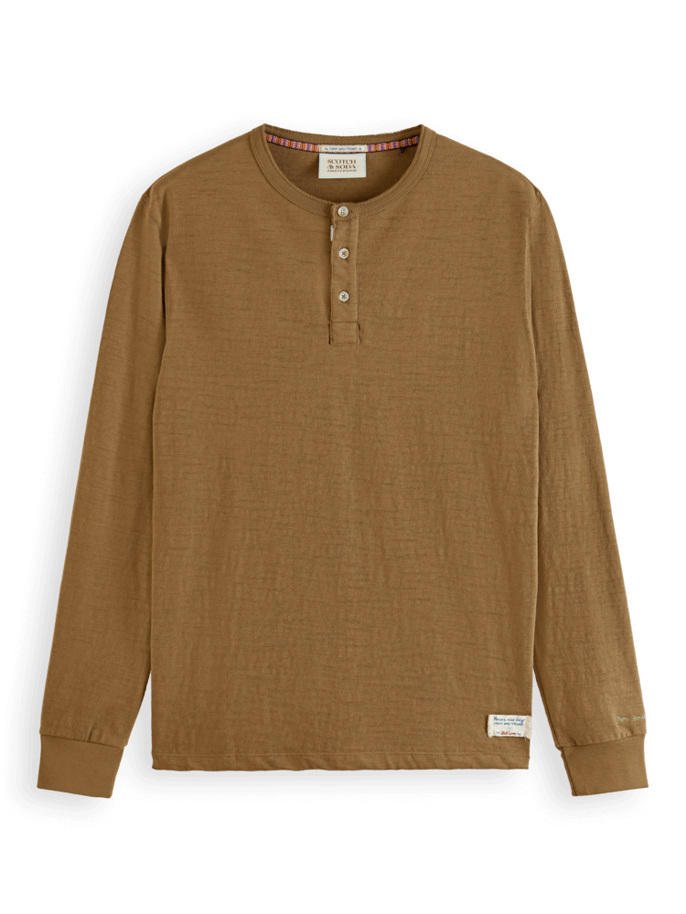 Slub Jersey Granddad Longsleeve Khaki 169935