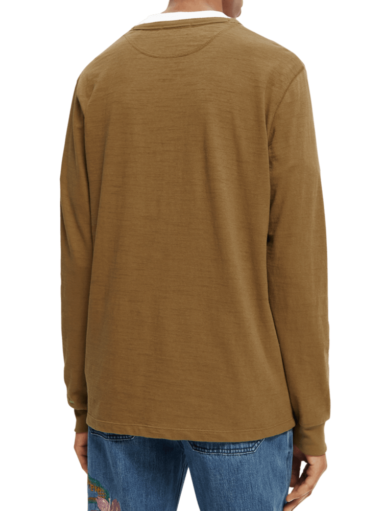 Slub Jersey Granddad Longsleeve Khaki 169935
