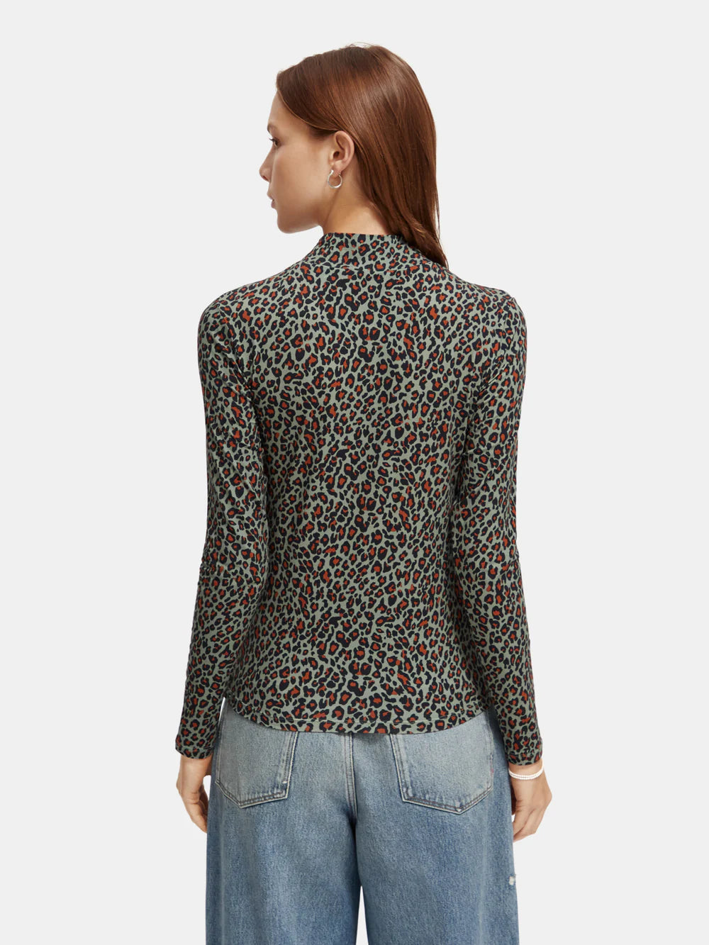 Printed Long Sleeved Mockneck T-Shirt - Creatures Print 173269