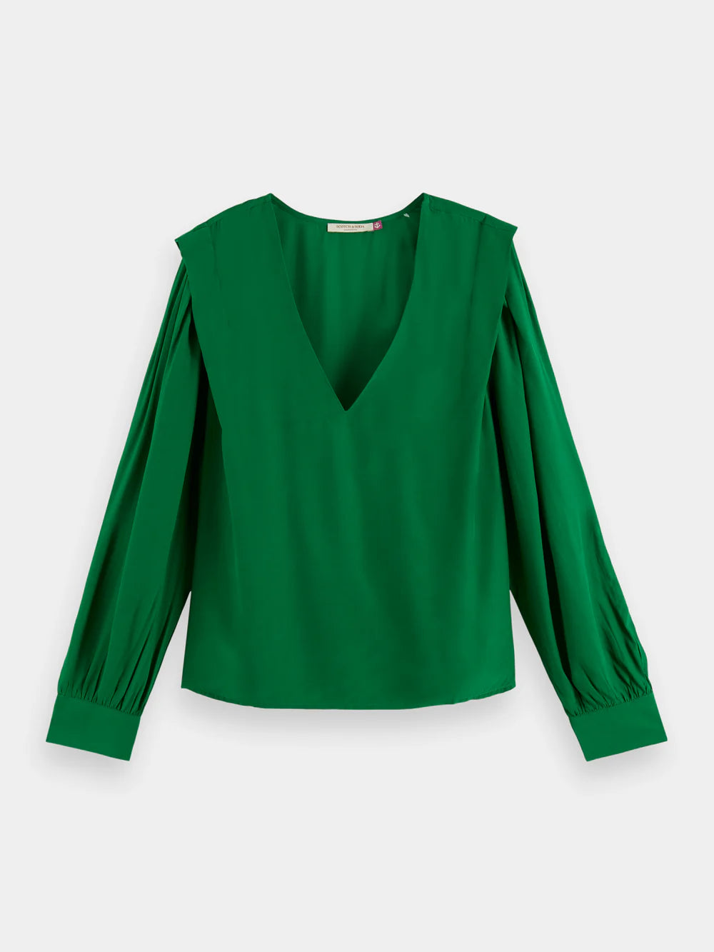 Long Sleeved V-Neck Blouse - Pine Tree 177576