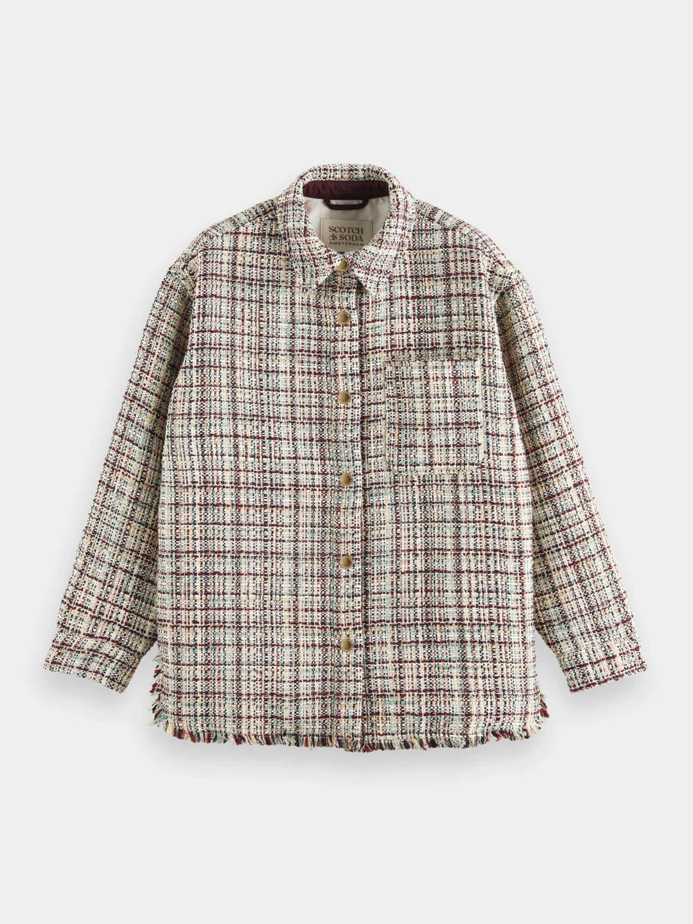 Lurex Glitter Tweed Shirt Jacket - Ecru 175356