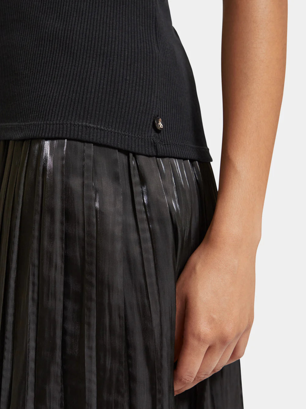 Mock Neck Ribbed Slim-Fit Top - Evening Black 177015